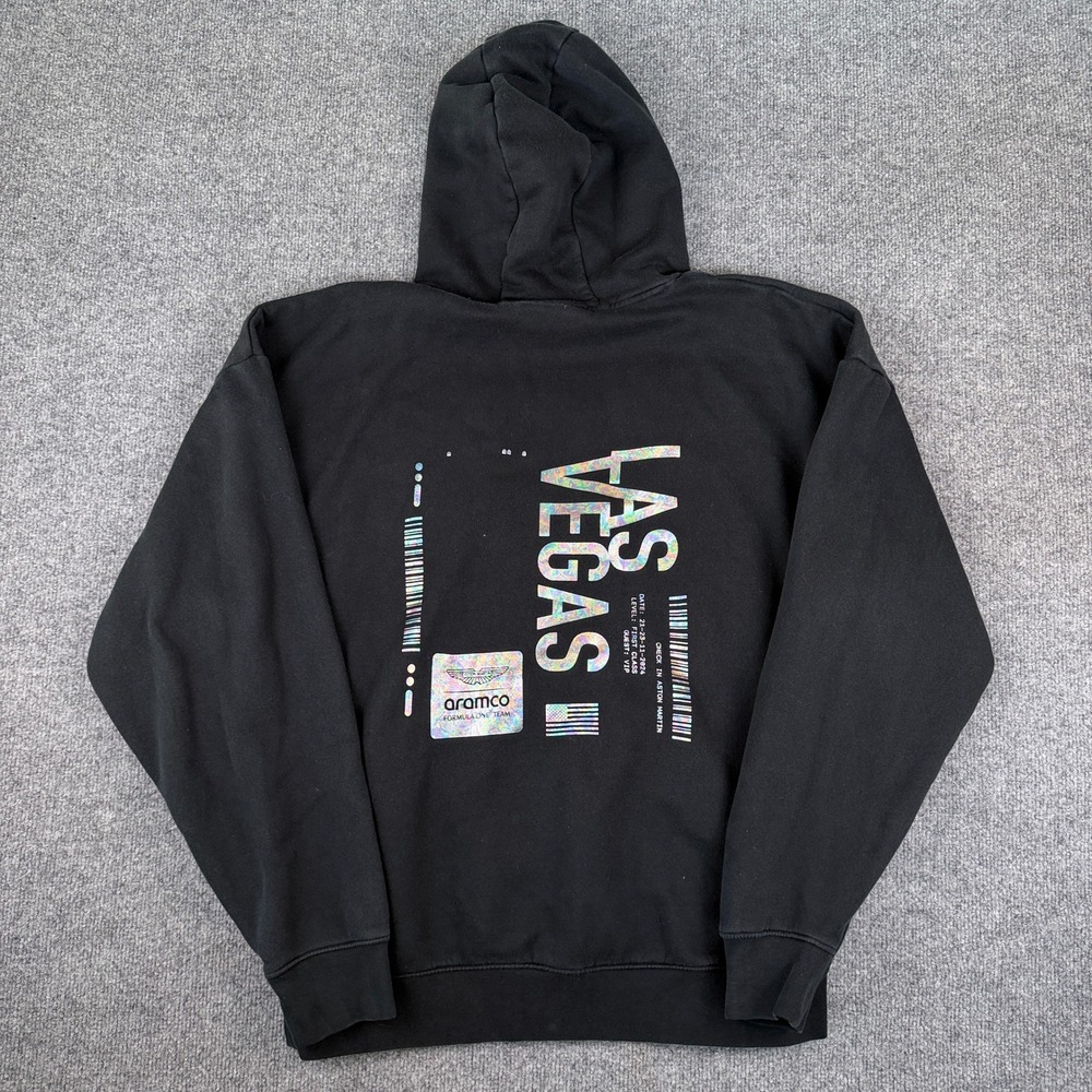 Aston Martin Aramco F1 Team Las Vegas GP Hoodie Mens Medium Black Holographic